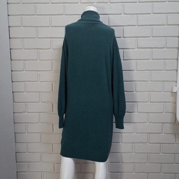 J. Crew Teal Merino Wool/Alpaca Balloon Sleeve Dress. Size Medium - Picture 6 of 10